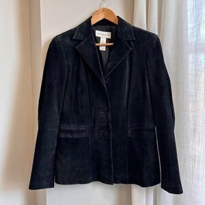 Vintage Liz Claiborne Black Suede Leather Blazer Jacket